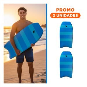 Pack2 Equipo Bodyboard 42 Pulgadas Azul con Rayas para Olas con Diseño Deportivo