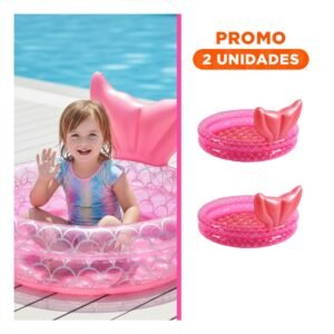 Pack2 Pileta Inflable Infantil con Cola de Sirena para Diversion en Casa