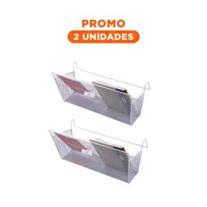 Pack2 Organizador de Malla 26x8x13 cm de Blanco con mucha Capacidad en su Sala