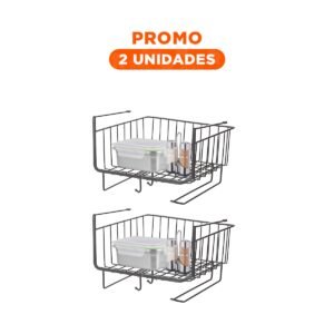 Pack2 Organizador de Rejilla 28,5x20x27 cm Negro con mucha Capacidad en Sala