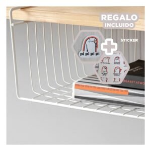 Cesto de Almacenaje Metalico Blanco 29x20x27cm para Espacios Organizados Y+Regalo Sticker