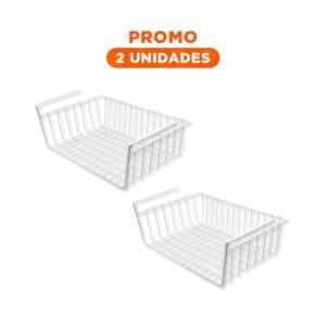 Pack2 Rejilla Flotante Metalica Blanco 29x20x27cm para Orden Funcional en Casa