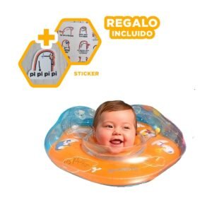 Flotador de Cuello Anaranjado para Bebe de 66 x 44 cm para Piscina en Casa Y+Regalo Sticker