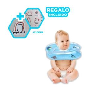 Collar Inflable Celeste para Bebe 66 x 44 cm para Piscina en Casa Y+Regalo Sticker