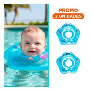 Pack2 Flotador de Agua Celeste Tipo Cuello 66 x 44 cm para Piscina Familiar