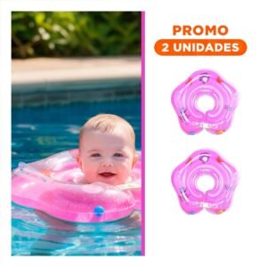 Pack2 Flotador Rosado Tipo Cuello para Bebe de 66 x 44 cm para Verano
