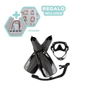 Combo de Buceo 3 Pcs Talla M con Aletas Lentes y Snorkel para Mar y Playa Y+Regalo Sticker