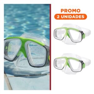 Pack2 Gafas de Natacion Infantil Verde Flexible con Diseno Transparente Comodas y Seguras