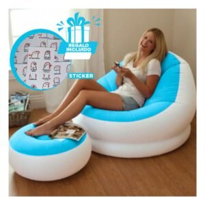 Sofa y Puff Inflable para Uso Interior y Exterior en Hogar Y+Regalo Sticker