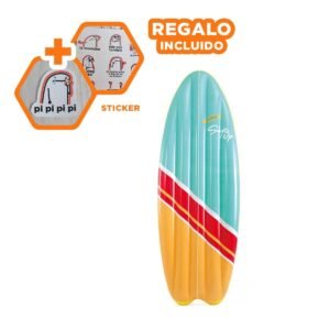 Tabla Flotante Inflable Intex Celeste Anaranja para Juegos de Agua Y+Regalo Sticker