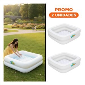 Pack2 Alberca 86x86x25 CM Compacta para Juegos de Agua en Casa y Espacios Reducidos