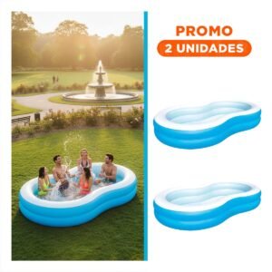 Pack2 Zona Acuatica Familiar Inflable para Hogar y Jardin con Espacio Amplio y Comodo
