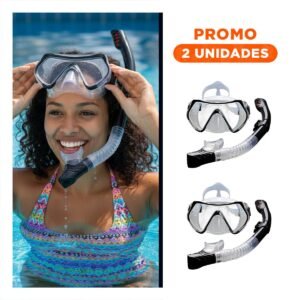 Pack2 Accesorios Acuaticos de Buceo 2 Pcs con Lente de Vidrio
