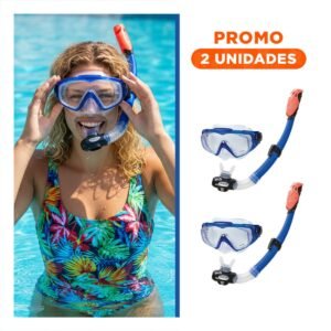Pack2 Set Recreativo De Buceo De 2 Pz Azul para Uso en Piscina o Playa