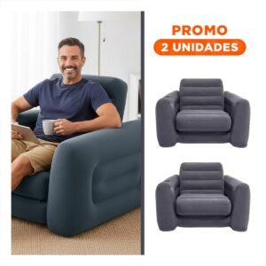 Pack2 Cama Inflable Tipo Sofa para Relajo en Sala y Habitacion