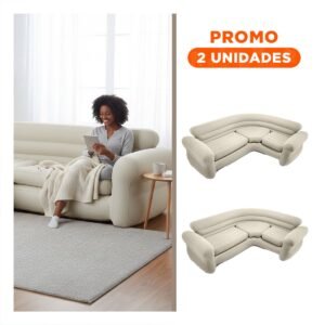Pack2 Sofa Comodo Inflable para Sala y Terraza con Uso Familiar