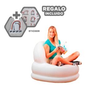 Asiento Inflable Blanco para Casa Comodo y Funcional en Interiores Y+Regalo Sticker