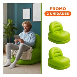 Pack2 Sofa Inflable Blanco para Sala Comodo y Facil de Usar en Casa