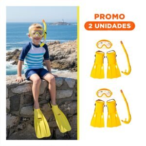 Pack2 Set 3 de Buceo Amarillo para Actividades Acuaticas Familiares