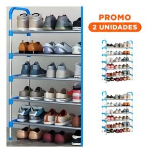 Pack2 Soporte Vertical Celeste 5 Niveles para Calzado en Casa Uso Diario