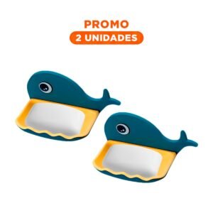 Pack2 Base Ballena Porta Jabon Plastico Funcional para Cocina Hogar Azul
