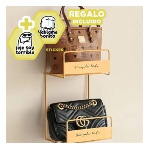 Organizador de Bolsos Amarillo 2 Niveles 45x17x19cm Estructura Firme Y+Regalo Sticker