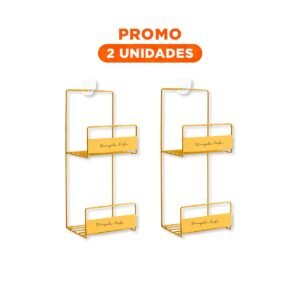 Pack2 Rack Organizador de Carteras Amarillo 2 Niveles 45x17x19cm Metalico