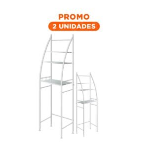 Pack2 Mueble Curvo Blanco para ducha con diseno compacto y orden visual moderno
