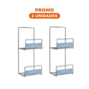 Pack2 Rack Organizador de Carteras Azul 2 Niveles 45x17x19cm Metalico Plus