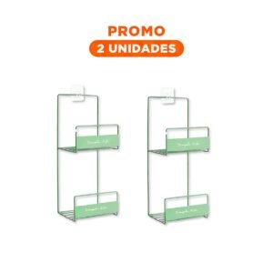 Pack2 Rack Organizador de Carteras Verde 2 Niveles 45x17x19cm Metalico Plus