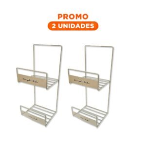 Pack2 Rack Organizador de Carteras Blanco 2 Niveles 45x17x19cm Metalico Plus