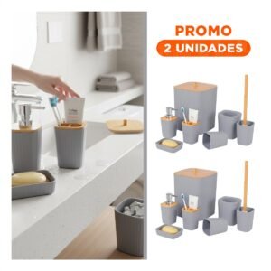 Pack2 Caja Organizadora 6 Piezas Gris Para Cocina Bano o Hogar Orden Diario