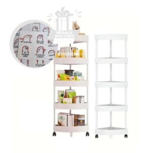 Estante Practico 5 Niveles Con Ruedas Blanco Material Resistente y Ligero Y+Regalo Sticker