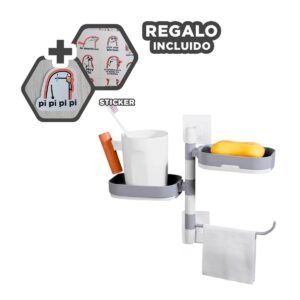 Organizador Jabonera Multiusos 3 Niveles Practico para Uso Diario Plomo Y+Regalo Sticker