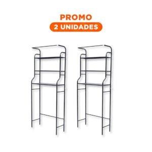 Pack2 Modulo para higiene con tres niveles y colgador para toalla negro para hogar moderno