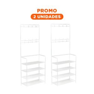 Pack2 Zapatero Blanco con Percheros Recto para Orden y Estilo en Espacios de Hogar