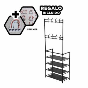 Mueble Organizador con Percheros Recto Negro para Calzado en Casa Y+Regalo Sticker