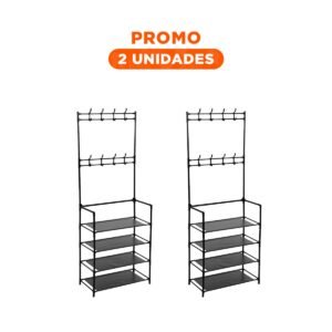 Pack2 Modulo Organizador con Percheros Recto Negro para Zapatos en Casa