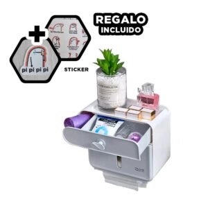 Organizador Multifuncional Compacto para Papel Higienico en Color Blanco Y+Regalo Sticker