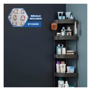 Estante Esquinero Negro 5 Niveles con Ruedas Estructura para Almacenaje Y+Regalo Sticker