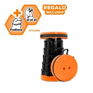 Silla Funcional Plegable 2 Seguros Portatiles Tono Naranja Base Negra Y+Regalo Sticker