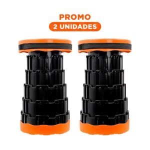 Pack2 Butaca Plegable 2 Seguros Portatiles Tapa Naranja Centro Negro Uso Diario