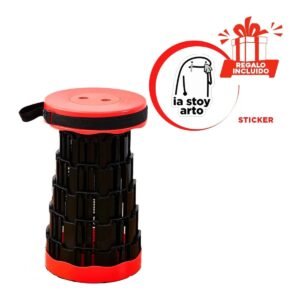 Silla Funcional Plegable 2 Seguros Portatiles Tono Rojo Base Negra Y+Regalo Sticker