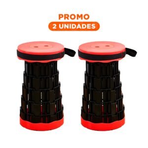 Pack2 Butaca Plegable 2 Seguros Portatiles Tapa Rojo Centro Negro Uso Diario