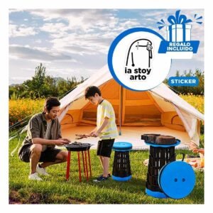 Banqueta Plegable Portatil con Dos Seguros para Casa y Hogar Tapa Azul Centro Y+Regalo Sticker