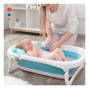 Bañera Plegable para Bebe Segura, Practica y Facil de Usar en Casa Celeste