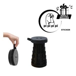 Banco Plegable Portatil Todo Negro con Doble Seguro para Uso en Hogar Y+Regalo Sticker