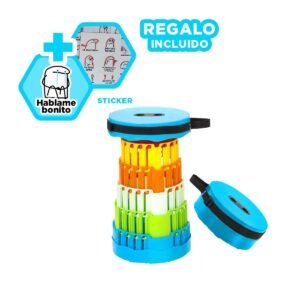 Banqueta Plegable con 2 Seguros Resistentes para Hogar Tapa Celeste Multicolor Y+Regalo Sticker