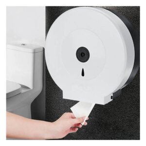 Soporte de papel higienico jumbo en blanco y negro para hogar y espacios comunes