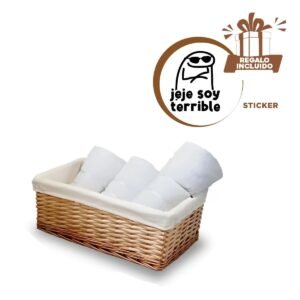 Canastilla de Mimbre Rectangular Marron con Tela Inferior para Decoracion Y+Regalo Sticker